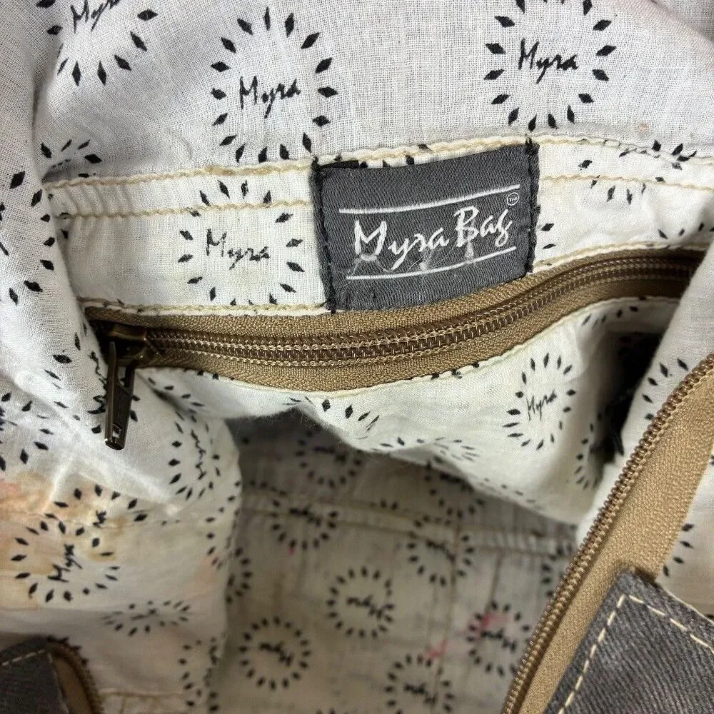 Myra Identity Crossbody Bag -Brown Gray Woven Cotton Geometric Boho Western